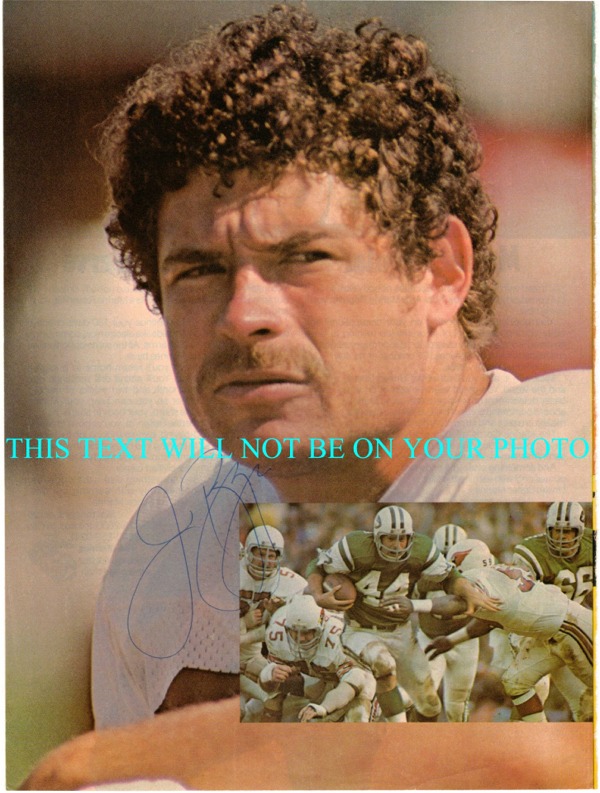JOHN RIGGINS AUTOGRAPHED PHOTO, JOHN RIGGINS SIGNED 8x10 PHOTO NY JETS