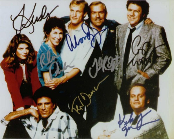 CHEERS CAST SIGNED 8x10 PHOTO