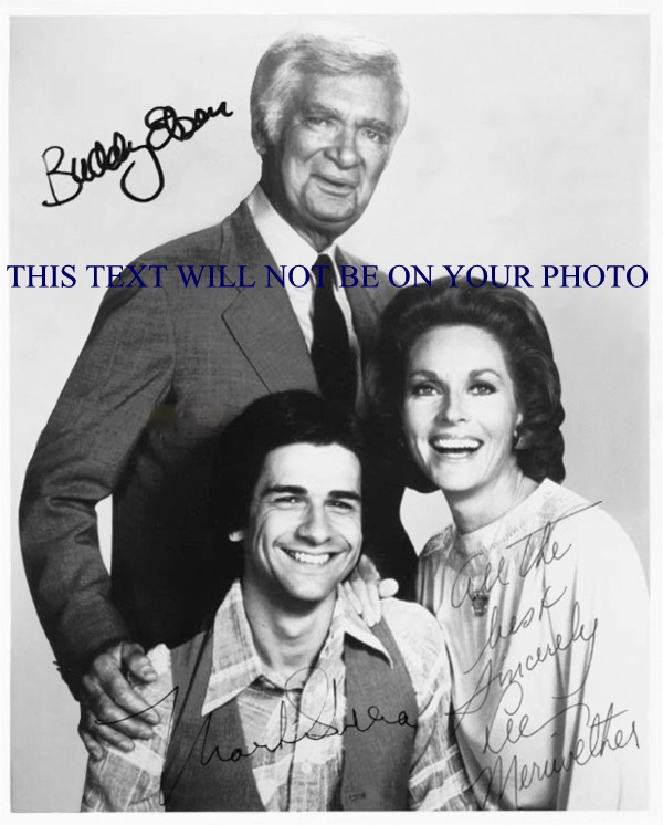 BARNABY JONES AUTOGRAPHED PHOTO, BARNABY JONES SIGNED, BARNABY JONES CAST AUTO